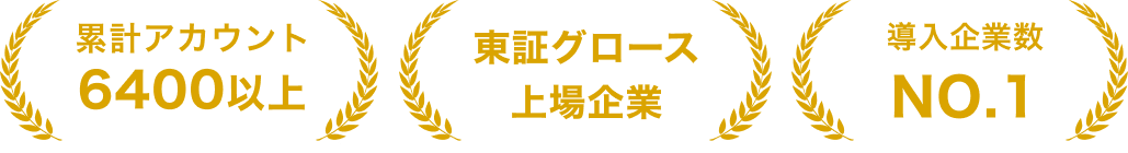 累計アカウント6400以上 / 東証グロース上場企業 / 導入企業数NO.1
